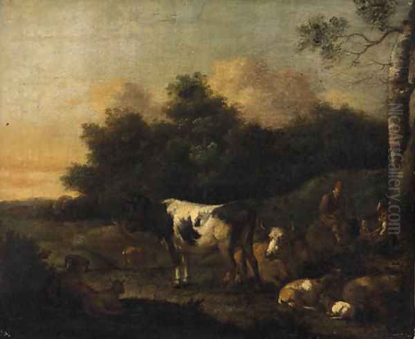 Drovers with Cattle in a Landscape - view 1