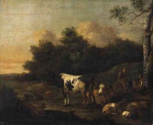 Drovers with Cattle in a Landscape by Adriaen Van De Velde