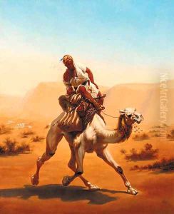 An Arab riding a camel at speed by Horace Vernet