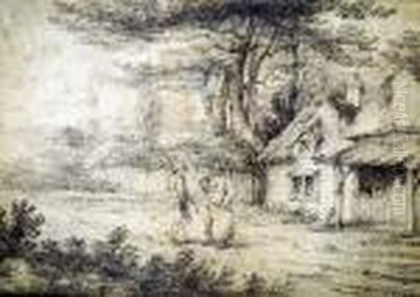 Village Lane, With Figures - view 1