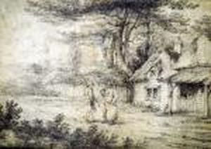 Village Lane, With Figures by George Morland