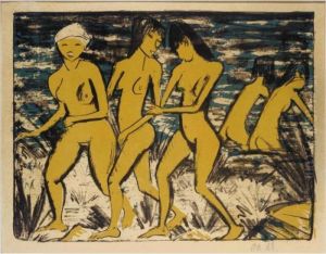 Funf Gelbe Akte Am Wasser (karsch 156) by Otto Mueller