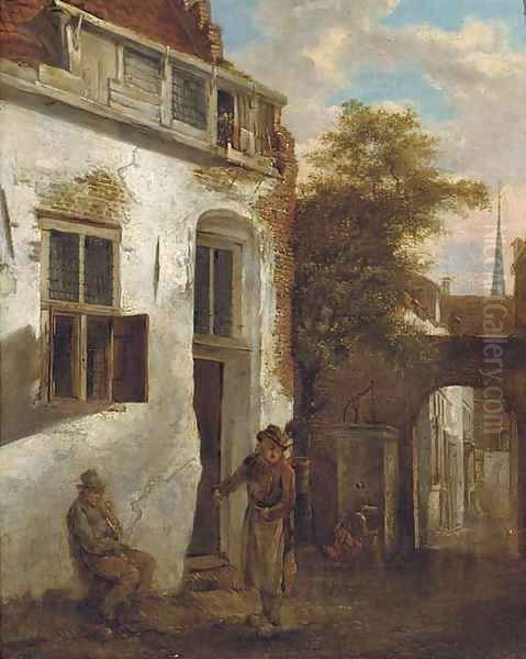 A courtyard scene with peasants - view 1