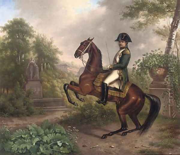 Napolean on horseback in an Italianate landscape - view 1