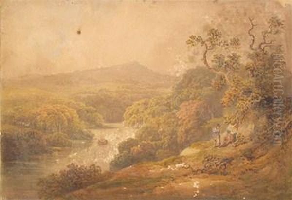 Highland Scene With Figures Resting - view 1