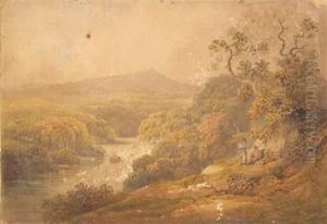 Highland Scene With Figures Resting