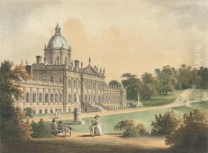 Figures Promenading Outside Castle Howard, Yorkshire
