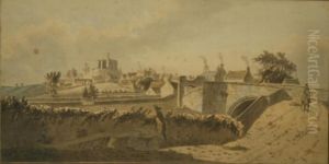 Warkworth - A View Of The Bridge With Castle Beyond