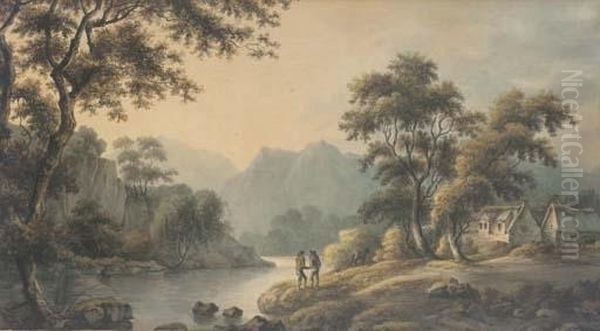 Figures In A Romantic Landscape - view 1