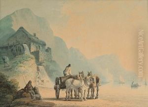 Horses And Cart On A Beach