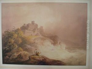 Figures Before A Castle On A Seashore