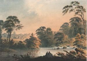 View On The The River Nidd Opposite The Dripping Rock Of Knaresborough, Yorkshire