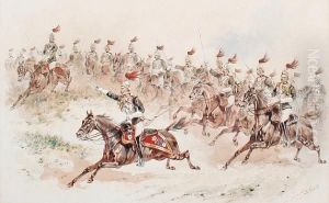 Royal Horse Guards Charging by Orlando Norie