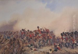 Battle Scene In The Crimean War by Orlando Norie