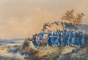 French Zwarvs On Manoeuvres by Orlando Norie