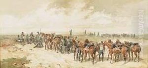 Unit Of The Royal Horse Artillery Preparing For Battle by Orlando Norie