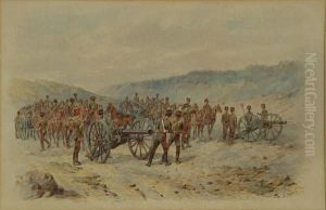 'royal Horse Artillery At The Gallop' And 'royal Horse Artillery Preparing To Fire' by Orlando Norie