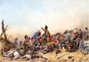 A Group Of Watercoloursshowing Scenes During The Battle Of Balaklava