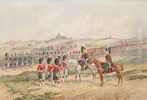 The 1st Battalion Of The Gordon Highlanders On Parade Near Aldershot by Orlando Norie