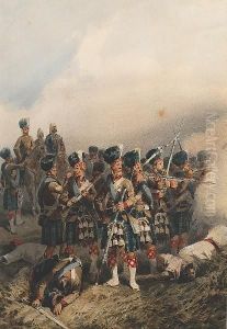 The 93rd Sutherland Highlanders Engaging The Enemy by Orlando Norie