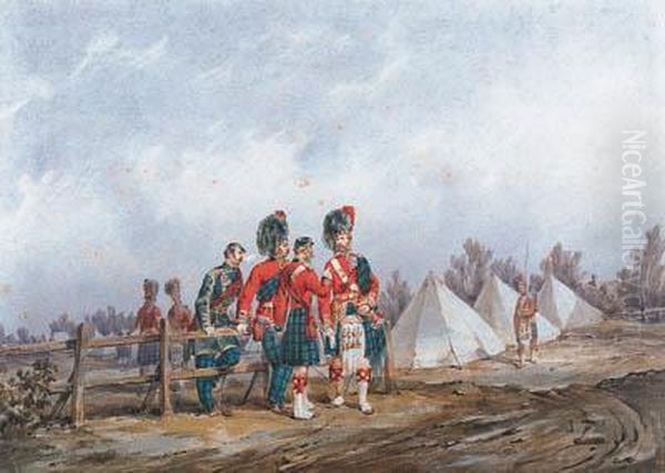 Field Officers Of The 42nd Royal Highlanders At Camp - view 1