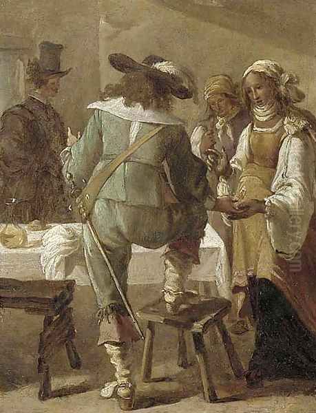 A cavalryman having his palm read in an inn - view 1
