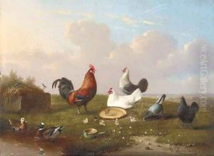 Poultry in a landscape at springtime by Francois Vandeverdonck