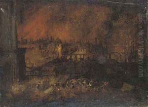Aeneas rescuing his father Anchises from the burning city of Troy