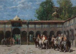 Cavalieri Circassi Che Aspettano Il Loro Capo by Alberto Pasini