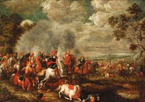 A cavalry battle by Jan Peeter Verdussen