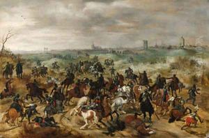 The Battle between Officers Braut and Gerard Abrahamsz., called Lekkerbeetje, at Vught, 5 February 1600 by Sebastien Vrancx
