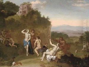 Diana and her nymphs bathing by Daniel Vertangen