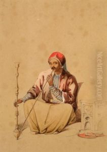 Le Fumeur De Narghile Et Le Barbier by Amadeo Preziosi