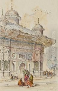 The Drinking Fountain Of Ahmed Iii At The Topkapi Palace by Amadeo Preziosi