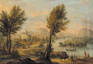 Travellers in a Rhenish landscape