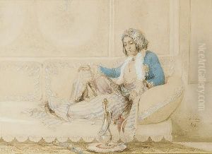 An Ottoman Maiden Reclining Smoking A Hookah