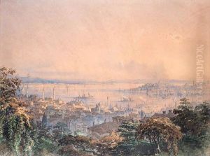 A View Of The Bosphorus; And A View Of Constantinople by Amadeo Preziosi