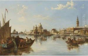 Gondolas And Fishing Boats At The Mouth Of The Grand Canal,venice