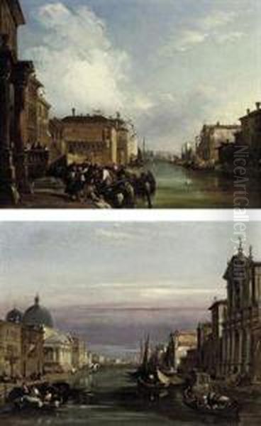 The Grand Canal, Venice, Looking
South-west From The Chiesa Degliscalzi To The Fondamenta Della Croce,
With S. Simeone Piccolo; - view 1