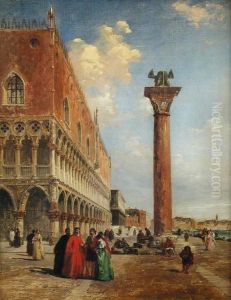 View From Piazza San Marco Looking Towards The Ponte Della Paglia by Edward Pritchett