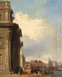 A View Of Greenwich Hospital With Figures On The Quay