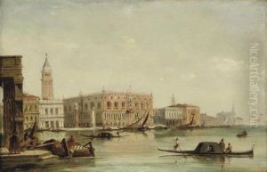 Gondolas Before The Doge's Palace, Venice