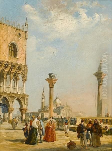 Figures In St. Marks Square, Venice; Figures In A Continental Town - view 1