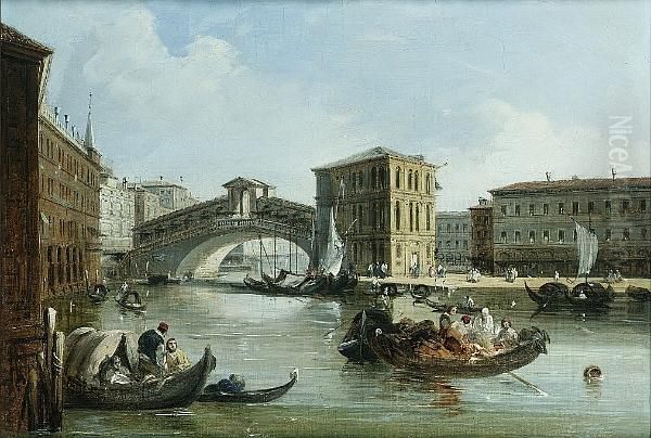 The Entrance To The Cannaregio, Venice; The Rialto Bridge, Venice by Edward Pritchett