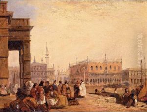 View Of The Doge's Palace From The Dogana, Venice by Edward Pritchett
