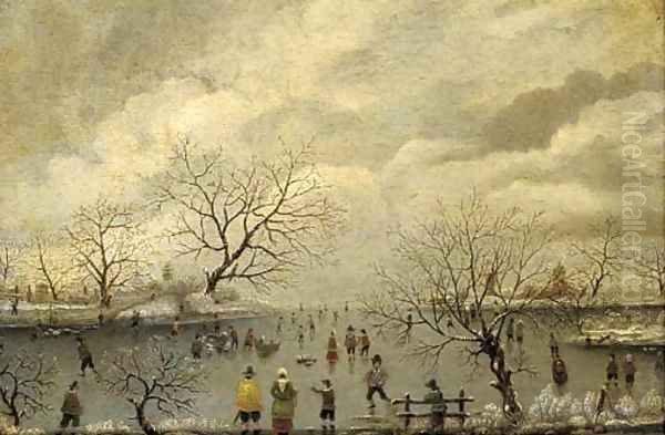Figures skating in a winter landscape - view 1