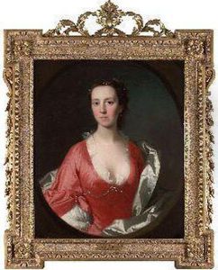 Half Length Portrait Of Ruth Trevor (1712-1784) In A Red Dresswhite S