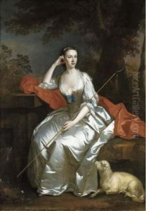 Portrait Of Lady Jane Douglas, Full-length, As A Shepherdess Seatedin A Landscape by Allan Ramsay
