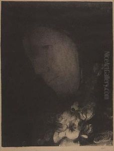 Tete De Femme Avec Fleurs Au Corsage by Odilon Redon