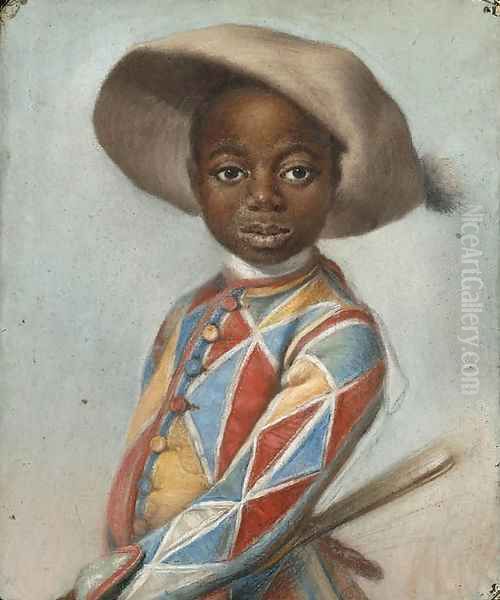 An African Page dressed as a Harlequin - view 1